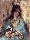 Seated Canvas Paintings - A Woman Seated in Oriental Dress